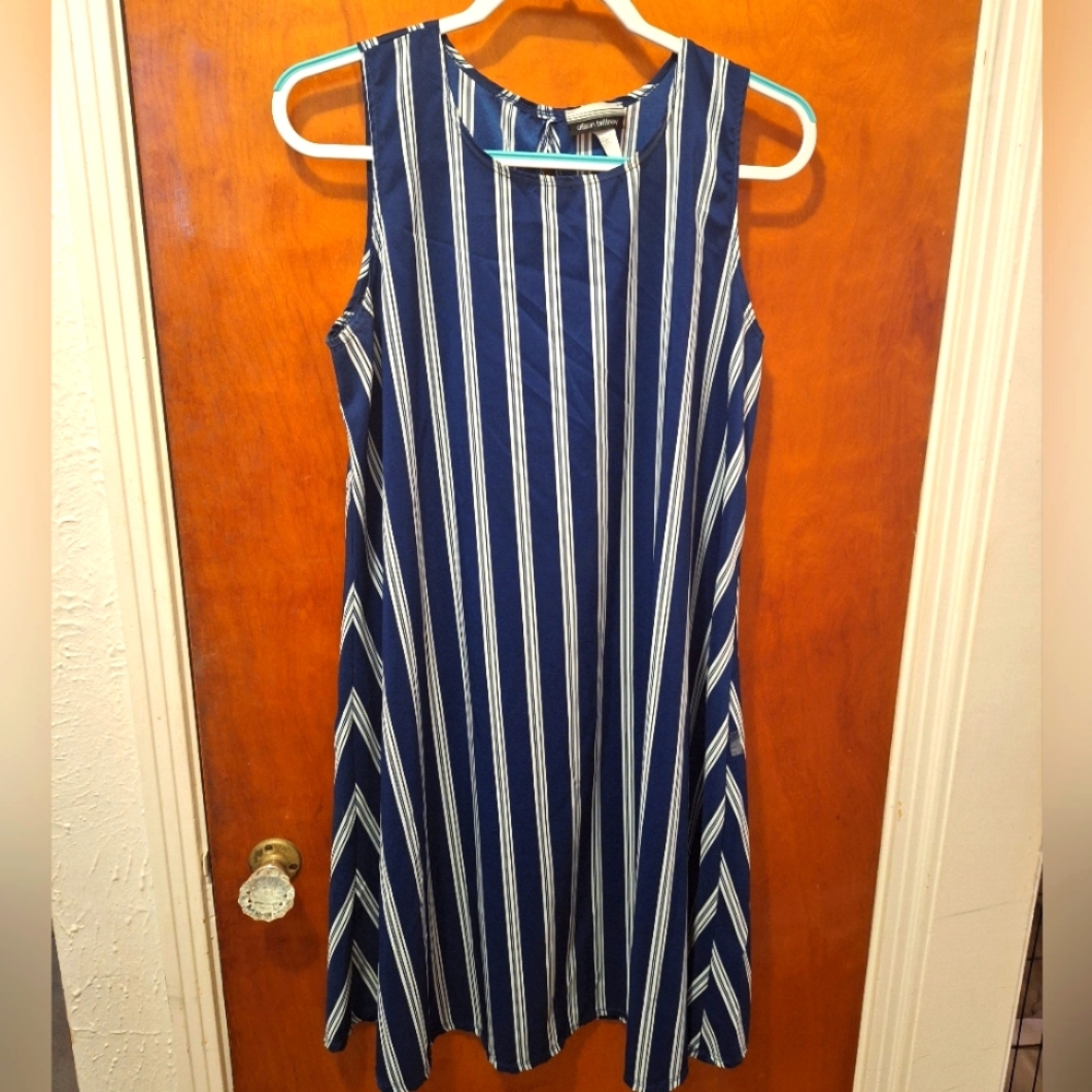 Allison Brittney Short Sleeveless Pinstripe A-line Dress Size L